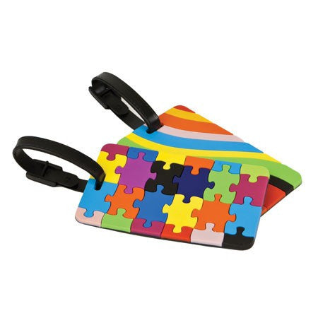 Set of 2 Luggage Tags, Puzzles and Swirls